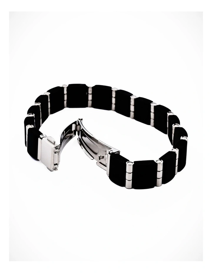 Stainless Steel & Black Rubber Link image 1