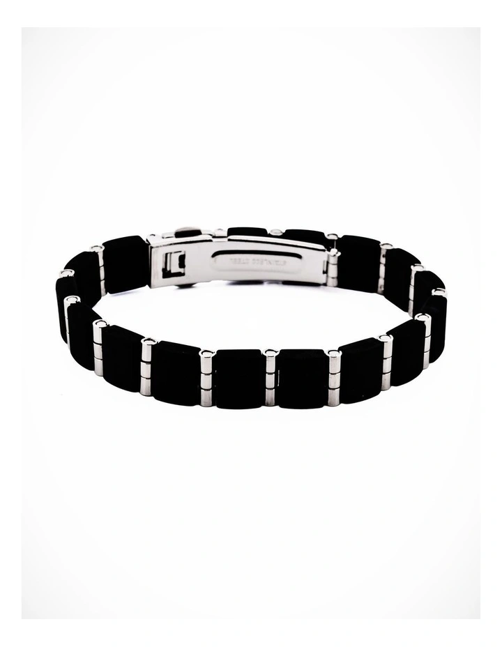 Stainless Steel & Black Rubber Link image 2