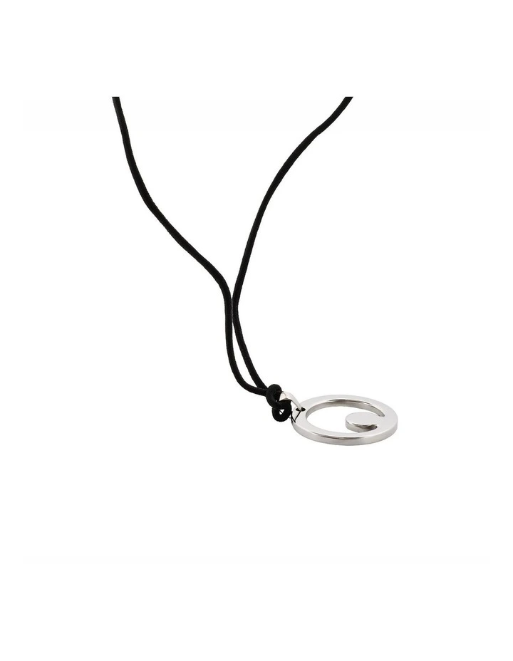 Stainless Steel Round Pendant on Leather Chain image 1