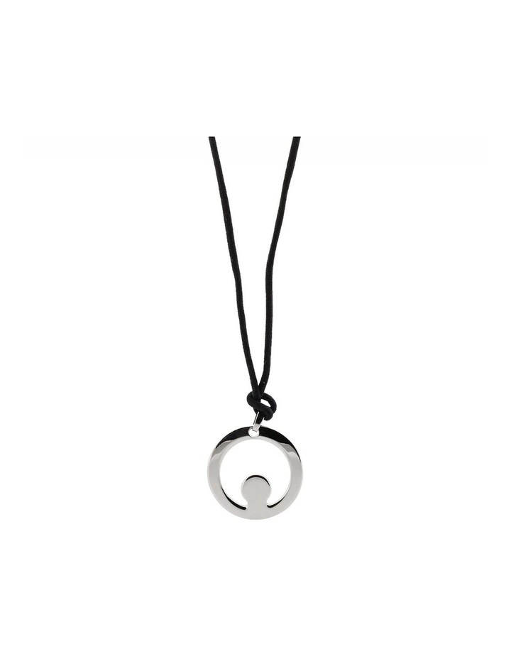 Stainless Steel Round Pendant on Leather Chain image 3