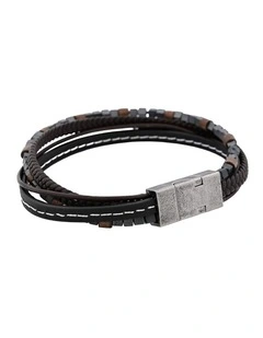 Brown Leather/Hemitie Bracelet