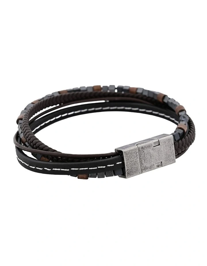 Brown Leather/Hemitie Bracelet image 1