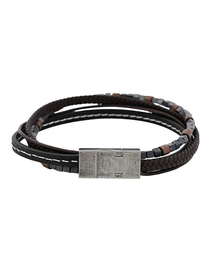 Brown Leather/Hemitie Bracelet image 2
