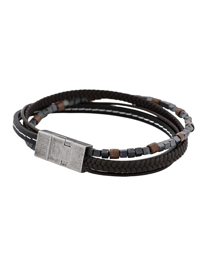 Brown Leather/Hemitie Bracelet image 3