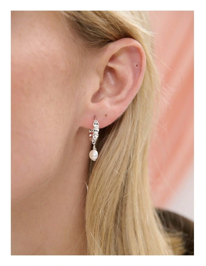 Vintage Pearl Drop Sterling Silver Plated Earrings image 2