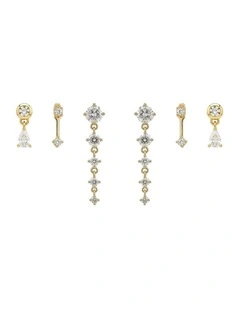 Comet 18K Gold Plated Stacker Earring Set