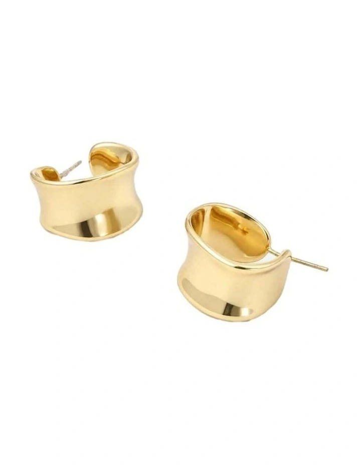 Eddy Flat Hoops Plated Earrings - Gold image 2