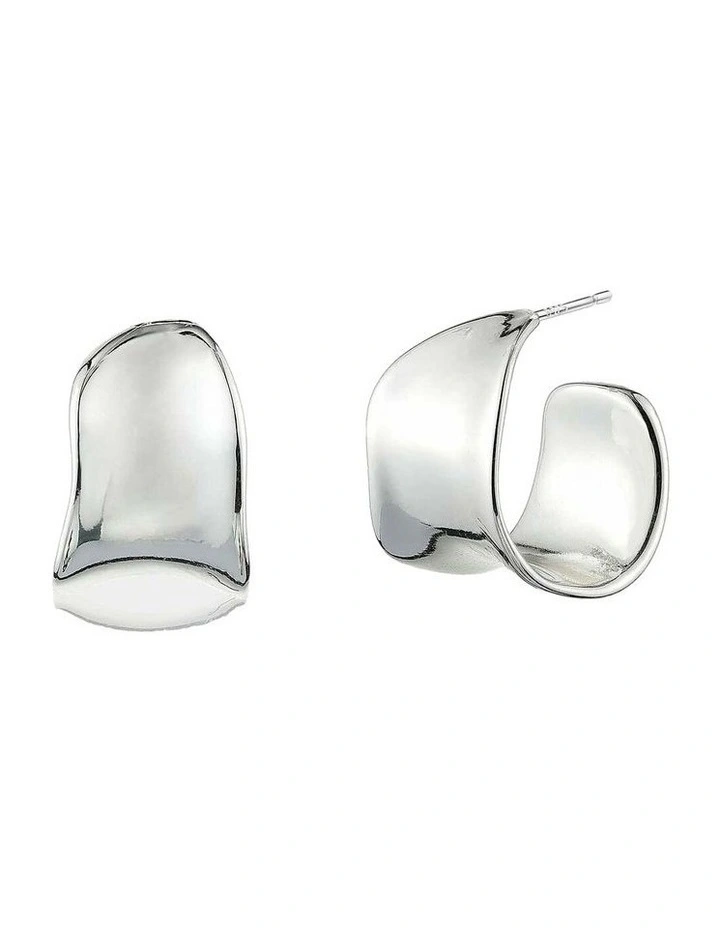 Eddy Flat Hoops Plated Earrings - Silver image 1