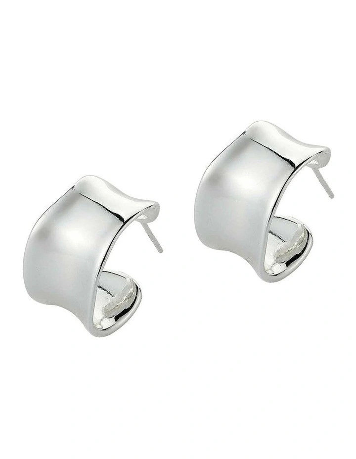 Eddy Flat Hoops Plated Earrings - Silver image 2