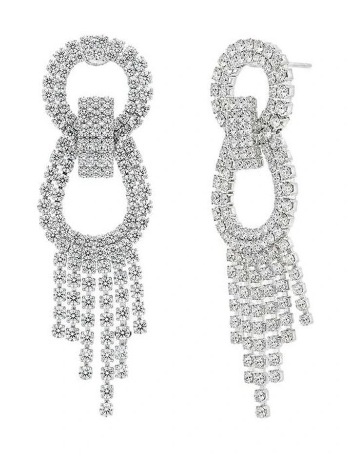 Jemma Statement Diamante Earrings - Sterling Silver image 1