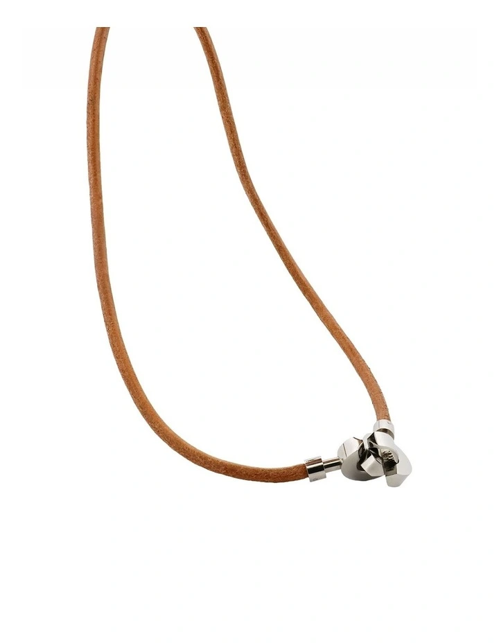 Cudworth Stainless Steel and Tan Leather Neckpiece image 1