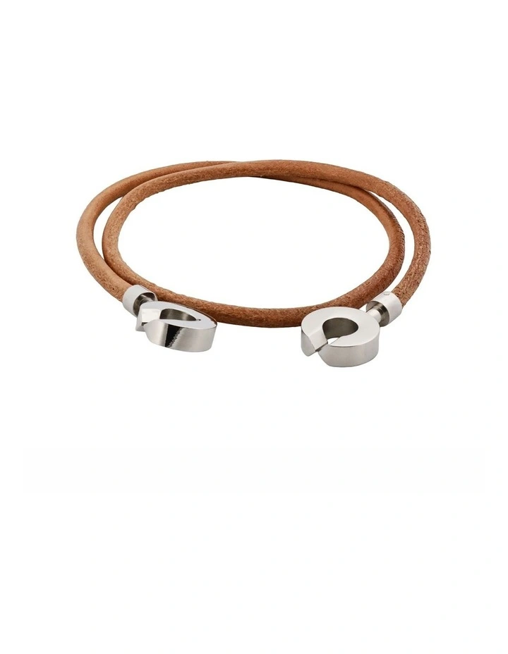 Cudworth Stainless Steel and Tan Leather Neckpiece image 2