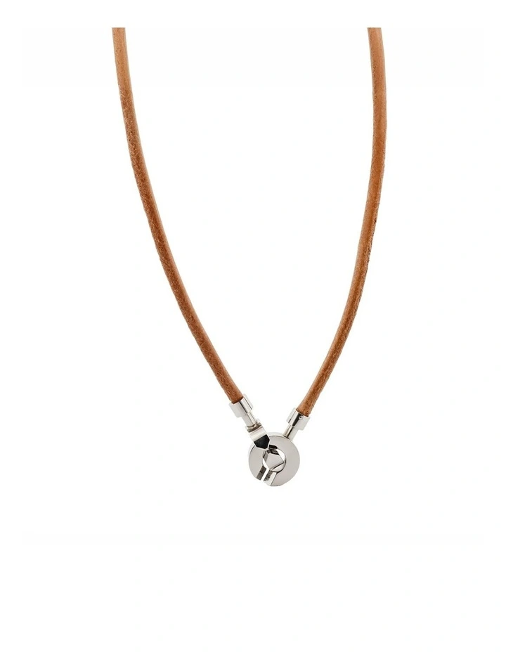 Cudworth Stainless Steel and Tan Leather Neckpiece image 3
