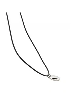 Polished Stainless Steel Oval Pendant Necklace