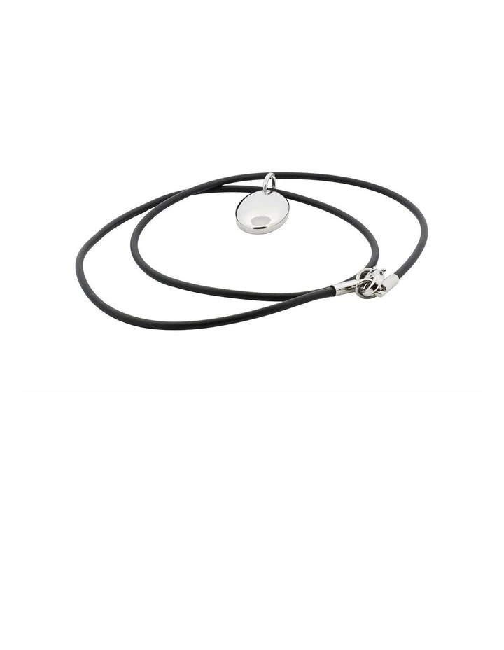 Polished Stainless Steel Oval Pendant Necklace image 2