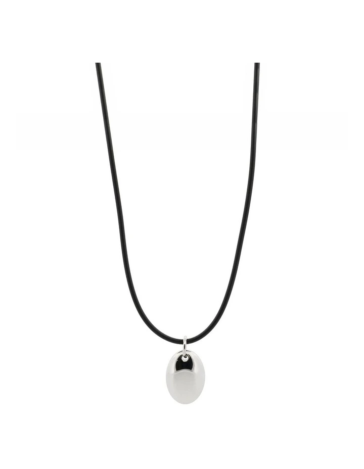 Polished Stainless Steel Oval Pendant Necklace image 3