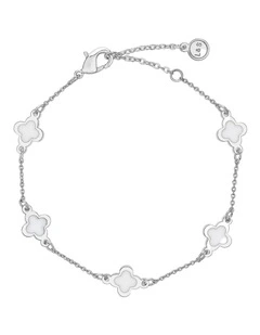 Mini Clover Silver Bracelet - White