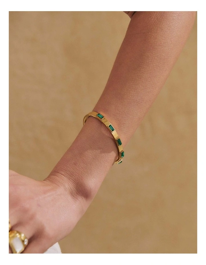 Viridian Crystal 18K Gold Plated Bangle image 2