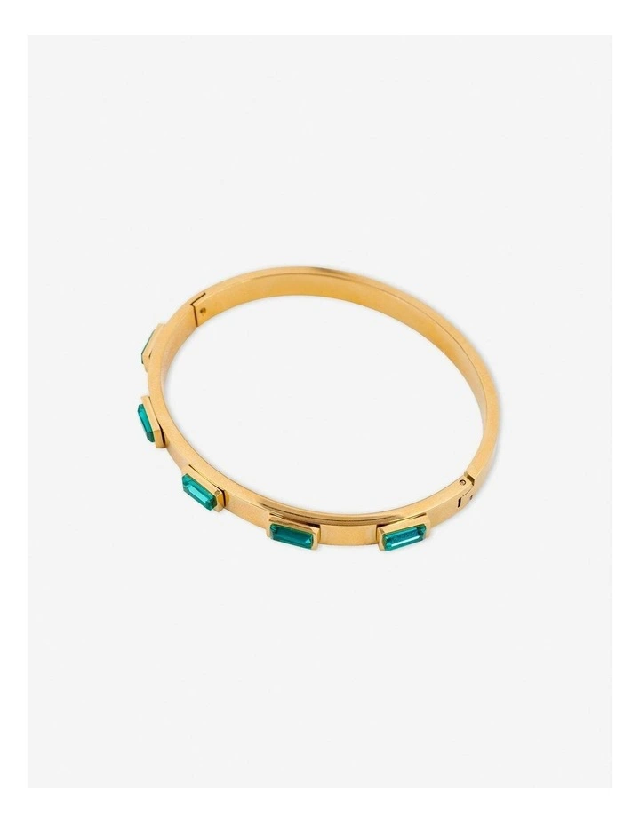 Viridian Crystal 18K Gold Plated Bangle image 3