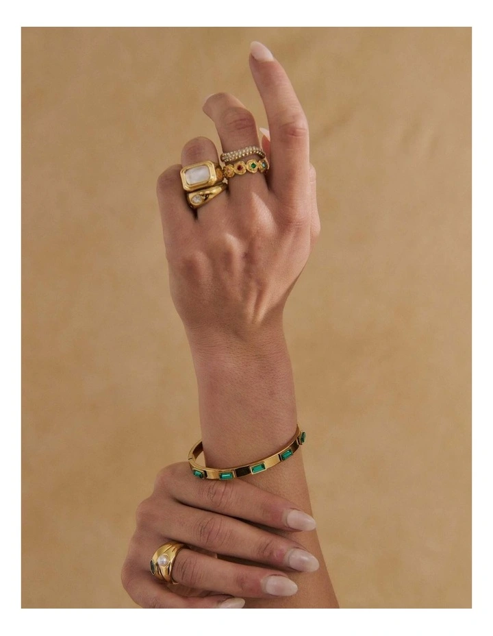 Viridian Crystal 18K Gold Plated Bangle image 4