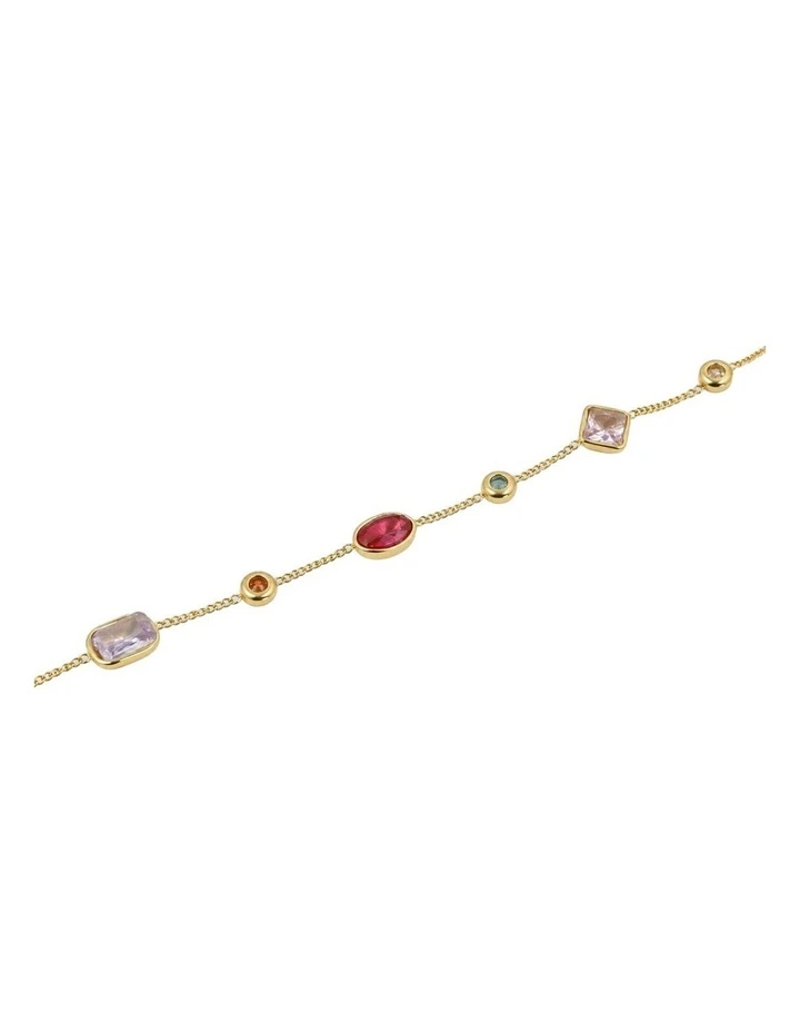 Rosy Glass Crystal Bezel Station Bracelet image 3