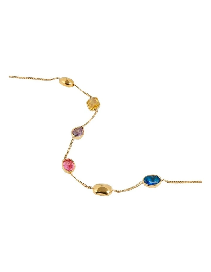 Rainbow Glass Crystal Bezel Station Bracelet image 3