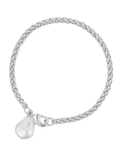 Organic Pearl Pendant Bracelet - Silver