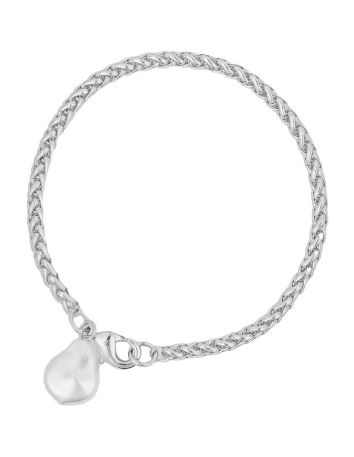 Organic Pearl Pendant Bracelet - Silver image 1