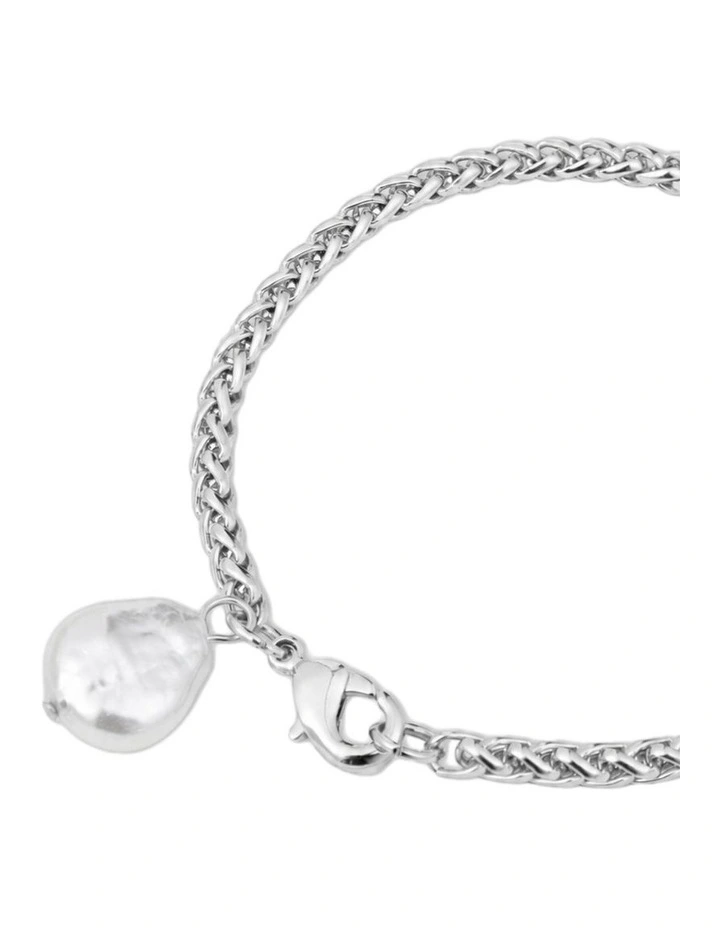 Organic Pearl Pendant Bracelet - Silver image 2