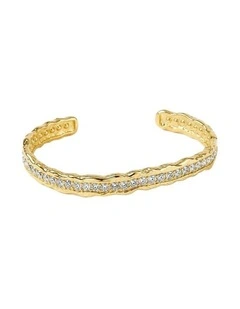 Lusine Hammered Diamante Cuff Bracelet - Gold