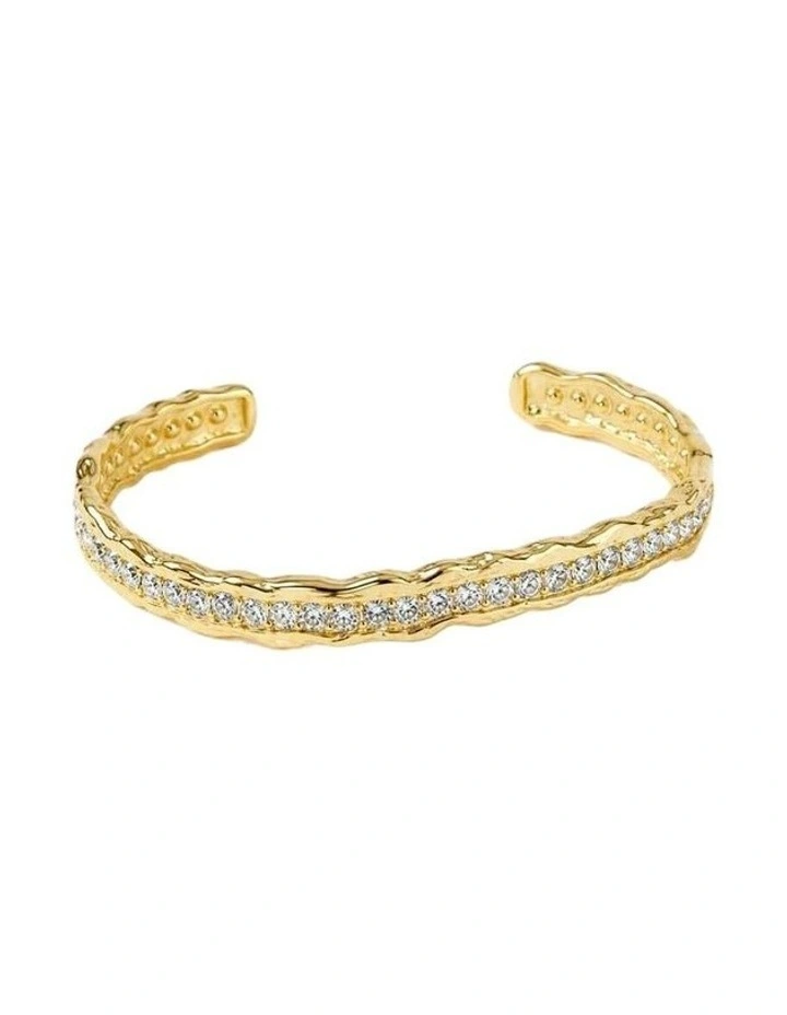 Lusine Hammered Diamante Cuff Bracelet - Gold image 1