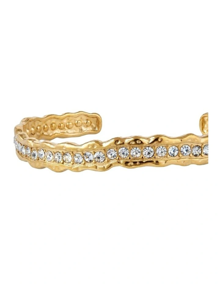 Lusine Hammered Diamante Cuff Bracelet - Gold image 3
