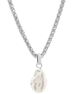 Organic Pearl Pendant Necklace - Silver