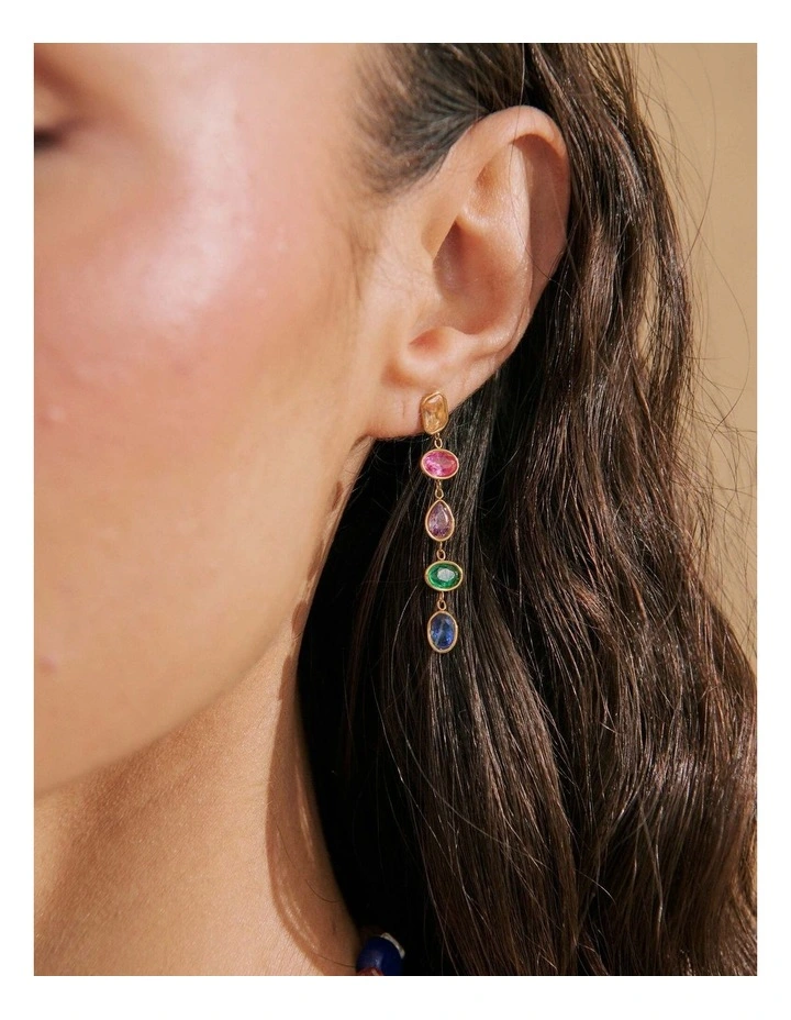 Selah Multicolour 18K Gold Plated Drop Earrings image 2