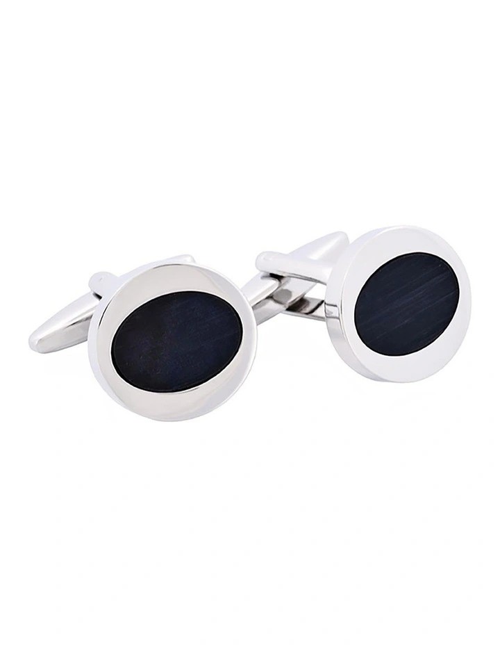 Black Oval Cats Eye Cufflinks image 2