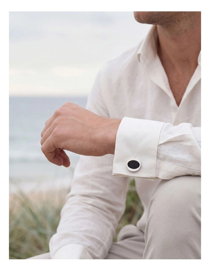 Black Oval Cats Eye Cufflinks image 4