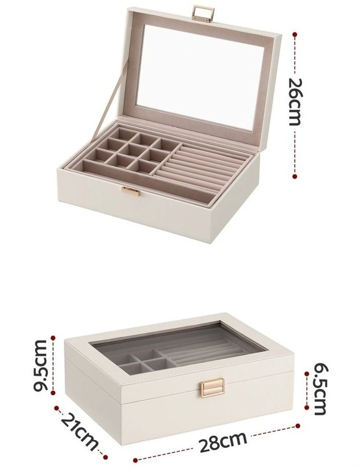 Embellir 2 Layer Jewellery Box Organiser with Clear Lid White image 2