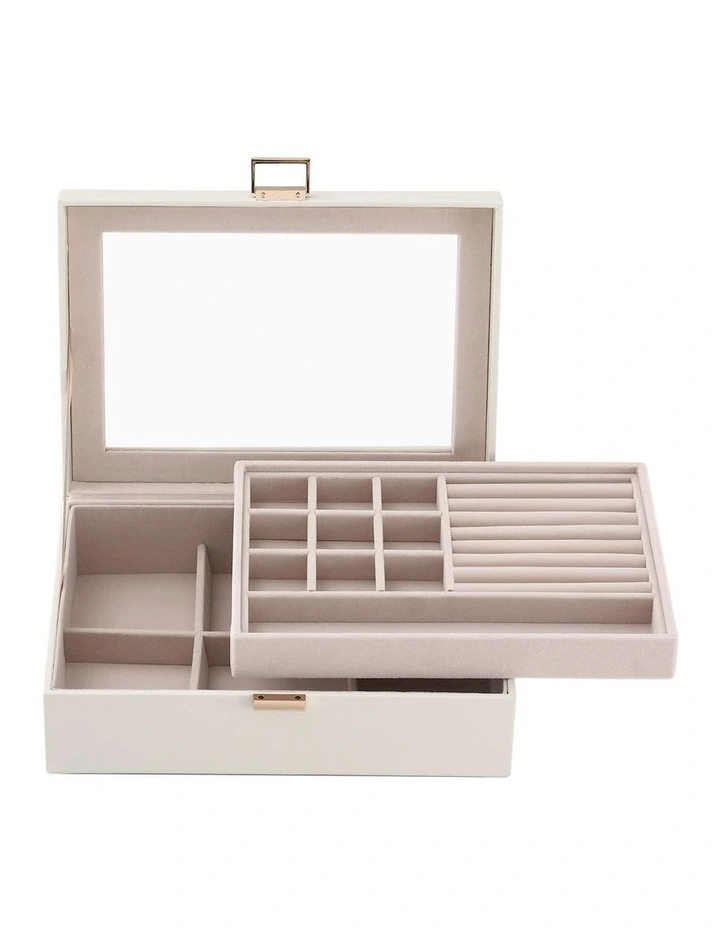 Embellir 2 Layer Jewellery Box Organiser with Clear Lid White image 3