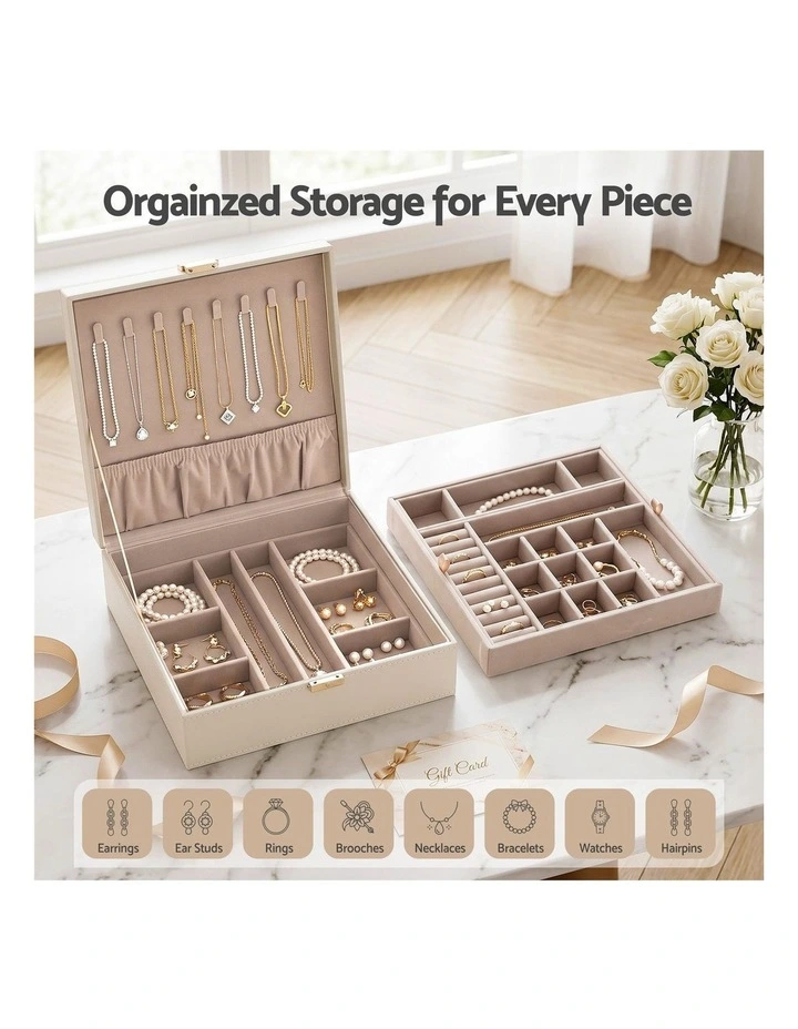 Embellir Jewellery Box 2 Layer Storage Organiser Leather Display White image 5