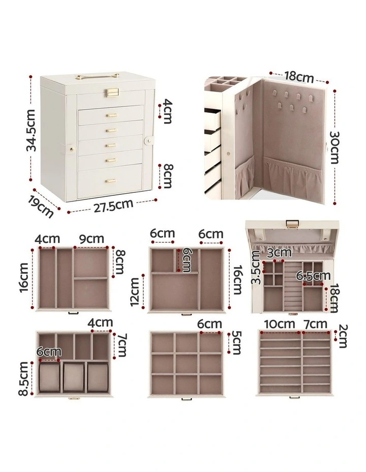Embellir Jewellery Box 6 Layer Organiser Large Display Case Storage image 2