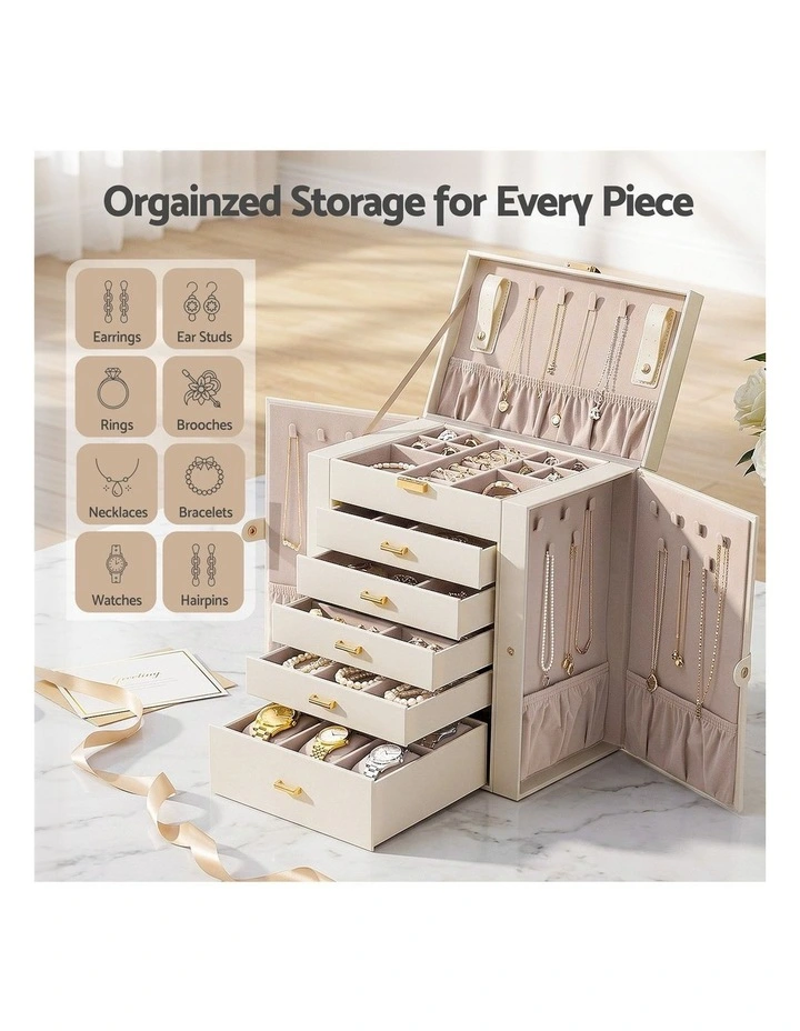 Embellir Jewellery Box 6 Layer Organiser Large Display Case Storage image 5