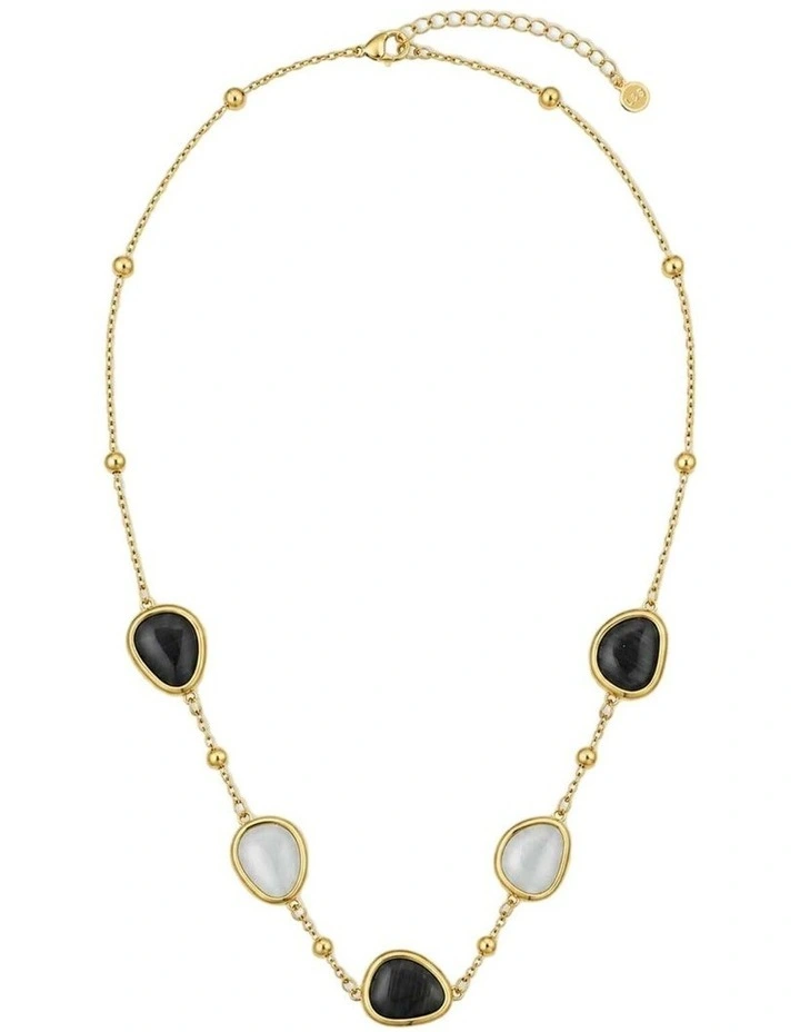 Via Resin Charm Station Necklace - B/W image 1