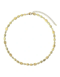Hammered Plate Necklace -  18K Gold Plated