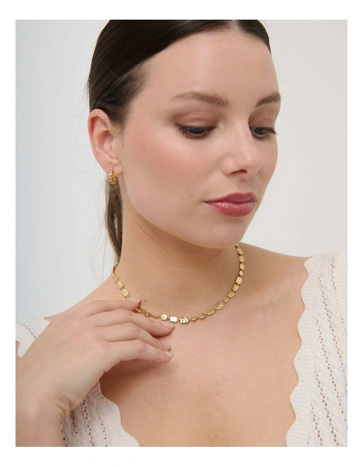 Hammered Plate Necklace - 18K Gold Plated image 2
