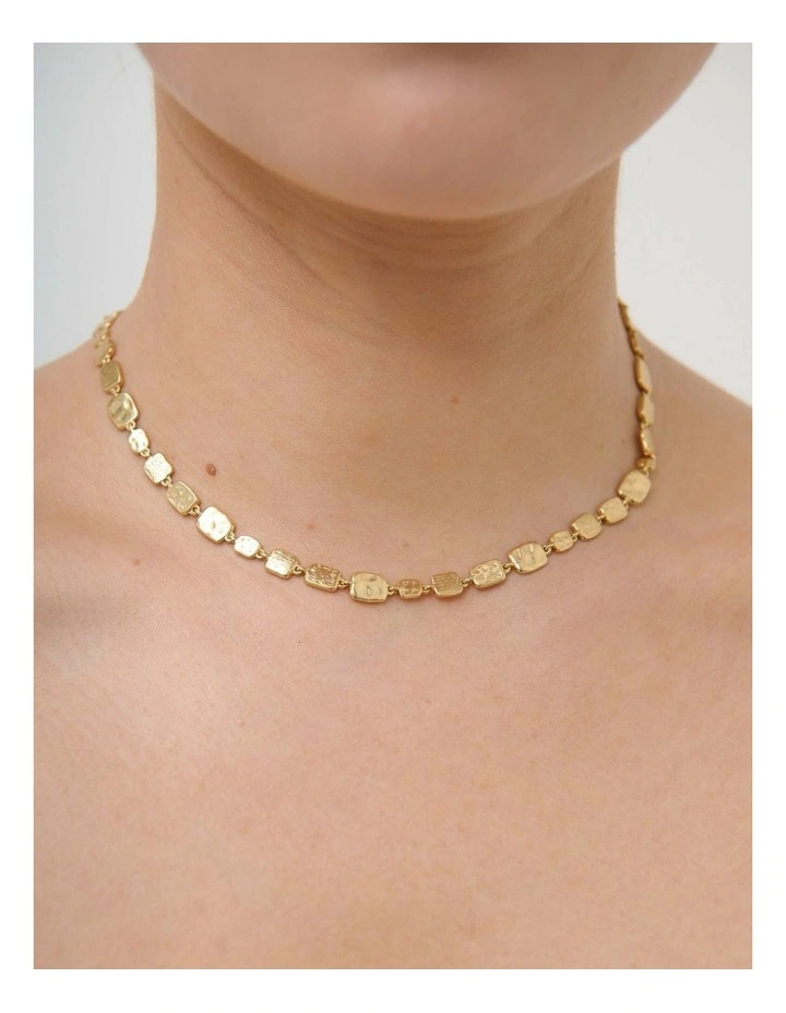 Hammered Plate Necklace - 18K Gold Plated image 4