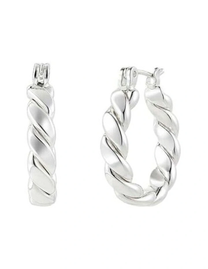 Flat Twist Sterling Silver Plated Earrings image 1