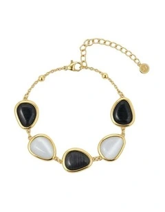 Via Resin Charm Link Bracelet - B/W