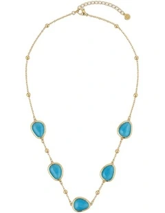 Via Resin Charm Station Necklace - Blue