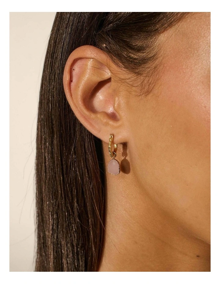 Airin Stone 18K Gold Plated Earrings in Pink image 2