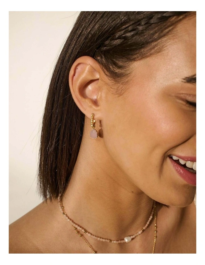 Airin Stone 18K Gold Plated Earrings in Pink image 4